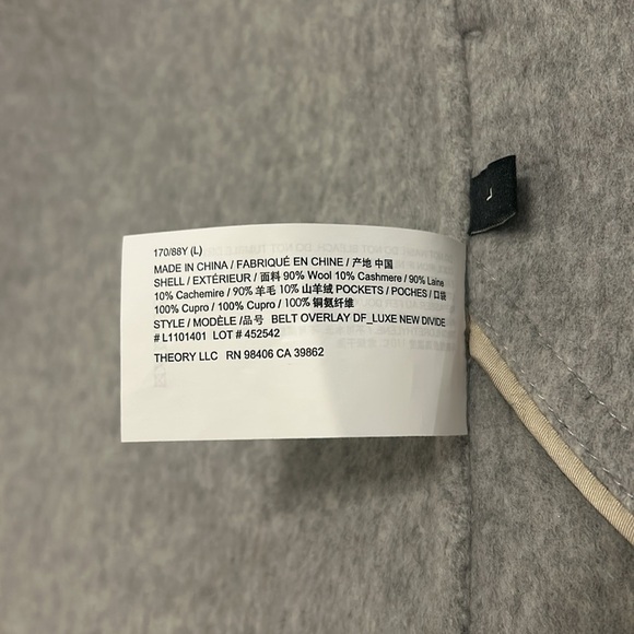 Theory Belt Overlay DF Cashmere Wool Blend Jacket In Melange Grey New Size Large - Picture 13 of 14